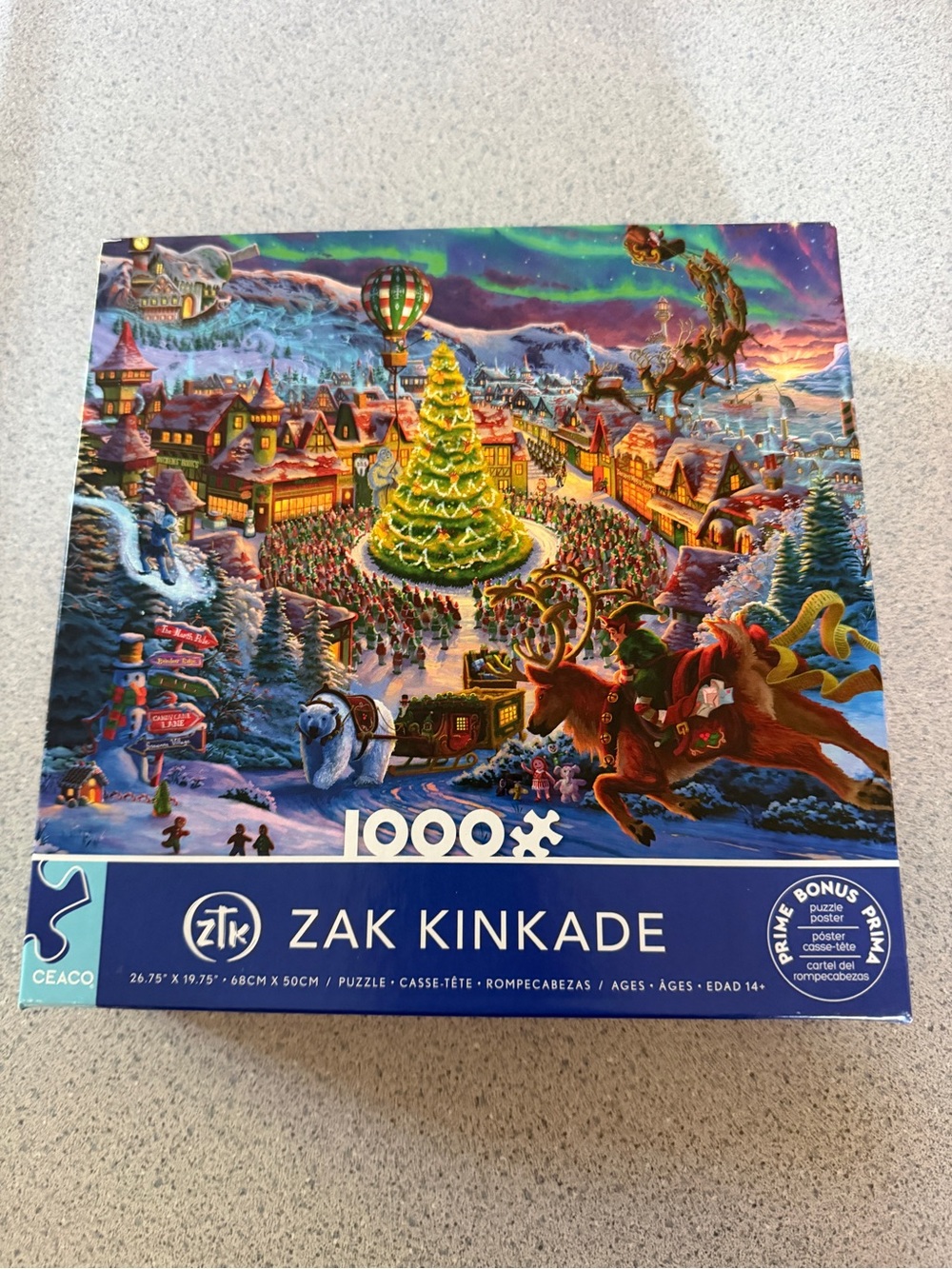 New Ceaco Zak Kinkade  1000 Piece Jigsaw Puzzle Santa's North Pole Christmas